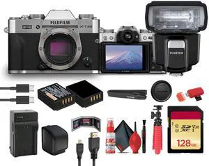 FUJIFILM X-T30 III Mirrorless Camera (Silver) + EF-60 Shoe Mount Flash + More