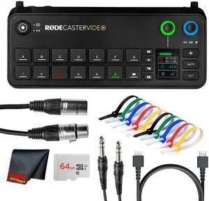 RODECaster Video All-in-One Production Console + 64GB Card + XLR Cable + 1/4 TRS + More