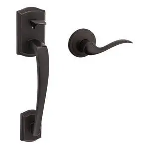 Kwikset Prescott Front Door Handle No Lock, Entry Handleset Exterior with Interior Reversible Handed Lever, Non-Locking, Venetian Bronze, Deadbolt Not Included, with Microban Protection Kwikset Prescott Front Door Handle No Lock, Entry Handleset Exterior with Interior Reversible Handed Lever, Non-Locking, Venetian Bronze, Deadbolt Not Included, with Microban Protection