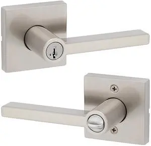 Kwikset Halifax Entry Door Handle with Lock and Key, Secure Keyed Reversible Lever Exterior, For Front Entrance and Bedrooms, Satin Nickel, Pick Resistant Smartkey Rekey Security and Microban Kwikset Halifax Entry Door Handle with Lock and Key, Secure Keyed Reversible Lever Exterior, For Front Entrance and Bedrooms, Satin Nickel, Pick Resistant Smartkey Rekey Security and Microban