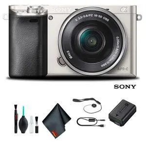 Sony Alpha a6000 Mirrorless Camera with 16-50mm Lens Silver Starter Kit Sony Alpha a6000 Mirrorless Camera with 16-50mm Lens Silver Starter Kit