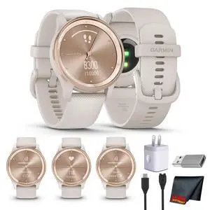 Garmin vivomove Trend Hybrid Smartwatch Peach Gold Steel Bezel - Ivory Case Garmin vivomove Trend Hybrid Smartwatch Peach Gold Steel Bezel - Ivory Case