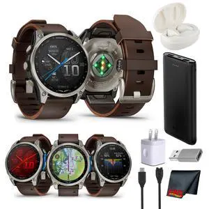 Garmin D2 Mach 2 Aviator Smartwatch - 47 mm - Titanium with Oxford Brown Bundle Garmin D2 Mach 2 Aviator Smartwatch - 47 mm - Titanium with Oxford Brown Bundle