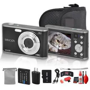 Minolta MND23 Digital Camera (Black), 48MP Point & Shoot Camera, 2.7K Video Recording, 16x Digital Zoom + More Minolta MND23 Digital Camera (Black), 48MP Point & Shoot Camera, 2.7K Video Recording, 16x Digital Zoom + More