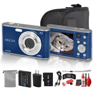 Minolta MND23 Digital Camera (Blue), 48MP Point & Shoot Camera, 2.7K Video Recording, 16x Digital Zoom + More Minolta MND23 Digital Camera (Blue), 48MP Point & Shoot Camera, 2.7K Video Recording, 16x Digital Zoom + More