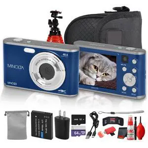 Minolta MND23 Digital Camera (Blue), 48MP Point & Shoot Camera, 2.7K Video Recording, 16x Digital Zoom + More Minolta MND23 Digital Camera (Blue), 48MP Point & Shoot Camera, 2.7K Video Recording, 16x Digital Zoom + More