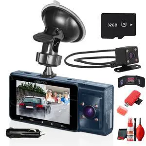 Minolta MNCD338T 3-Channel Dash Camera (Blue) 1080P Full HD Dash Cam with Front, Interior & Rear Cameras, 3.0" LCD Display, 130° Wide-Angle Lens + More Minolta MNCD338T 3-Channel Dash Camera (Blue) 1080P Full HD Dash Cam with Front, Interior & Rear Cameras, 3.0" LCD Display, 130° Wide-Angle Lens + More