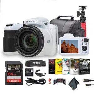 KODAK PIXPRO AZ425 20MP Digital Vlogging Camera +64GB Memory Card + More (White) KODAK PIXPRO AZ425 20MP Digital Vlogging Camera +64GB Memory Card + More (White)