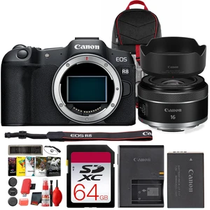 Canon EOS R8 Mirrorless Camera w Cropping Guide Firmware + RF 16mm Bundle Canon EOS R8 Mirrorless Camera w Cropping Guide Firmware + RF 16mm Bundle