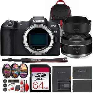 Canon EOS R8 Mirrorless Camera with Cropping Guide Firmware + RF 16mm Bundle Canon EOS R8 Mirrorless Camera with Cropping Guide Firmware + RF 16mm Bundle