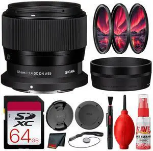 Sigma 56mm f/1.4 DC DN Contemporary Lens for Nikon Z Mirrorless + 64GB Card Sigma 56mm f/1.4 DC DN Contemporary Lens for Nikon Z Mirrorless + 64GB Card