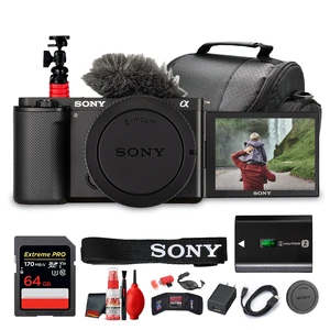 Sony ZV-E10 Mirrorless Camera (Black) + 64GB Card + Bag + Card Reader + HDMI + More Bundle Sony ZV-E10 Mirrorless Camera (Black) + 64GB Card + Bag + Card Reader + HDMI + More Bundle