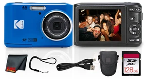 Kodak PIXPRO FZ45 Digital Camera (Blue) (FZ45BE) + 128GB Card + Camera Case + Cleaning Cloth Kodak PIXPRO FZ45 Digital Camera (Blue) (FZ45BE) + 128GB Card + Camera Case + Cleaning Cloth