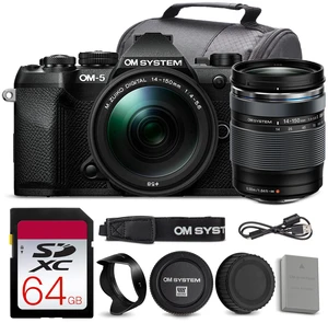 OM SYSTEM OM-5 Mark II Mirrorless Camera w/ 14-150mm f/4-5.6 II Lens + 64GB Card + Bag OM SYSTEM OM-5 Mark II Mirrorless Camera w/ 14-150mm f/4-5.6 II Lens + 64GB Card + Bag