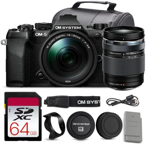 OM SYSTEM OM-5 Mark II Mirrorless Camera with 14-150mm f/4-5.6 II Lens + 64GB Card + More OM SYSTEM OM-5 Mark II Mirrorless Camera with 14-150mm f/4-5.6 II Lens + 64GB Card + More