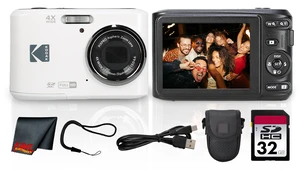 Kodak PIXPRO FZ45 Digital Camera (White) (FZ45WH) + 32GB Card + Camera Case + Cleaning Cloth Kodak PIXPRO FZ45 Digital Camera (White) (FZ45WH) + 32GB Card + Camera Case + Cleaning Cloth