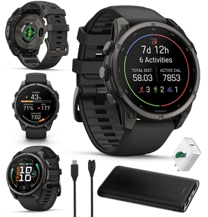 Garmin Fenix 9 47mm Carbon Gray DLC Titanium GPS Smartwatch Bundle Garmin Fenix 9 47mm Carbon Gray DLC Titanium GPS Smartwatch Bundle