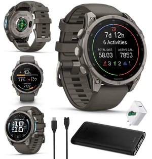 Garmin Fenix 9 47mm Titanium Multisport GPS Smartwatch Pebble Gray Bundle Garmin Fenix 9 47mm Titanium Multisport GPS Smartwatch Pebble Gray Bundle