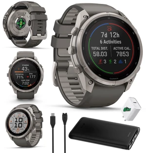 Garmin Fenix 9 Pro Solar 51mm Titanium GPS Smartwatch Gray Band Bundle Garmin Fenix 9 Pro Solar 51mm Titanium GPS Smartwatch Gray Band Bundle
