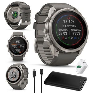 Garmin Fenix 9 Pro Solar 51mm Titanium GPS Smartwatch Gray Band Bundle Garmin Fenix 9 Pro Solar 51mm Titanium GPS Smartwatch Gray Band Bundle