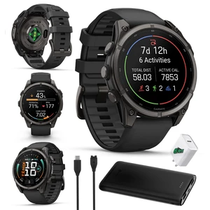 Garmin Fenix 9 47mm Carbon Gray DLC Titanium GPS Smartwatch Bundle