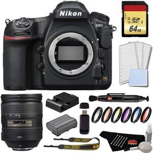 Nikon D850 DSLR Camera Silver Bundle + Nikon AF-S NIKKOR 28-300mm f/3.5-5.6G ED VR Lens (Intl Model)