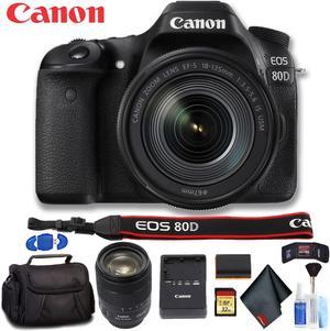 Canon EOS 80D DSLR Camera with 18135mm Lens Intl Model Deluxe Bundle