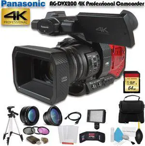 Panasonic AG-DVX200 4K Professional Camcorder W/ 64GB Memory Card, Bag, Tripod, Led Light and More