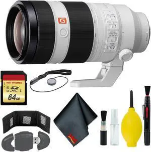 Sony FE 100-400mm f/4.5-5.6 GM OSS Lens - Cleaning Kit - USB Card Reader - Memory Card Wallet - 64GB - Lens Cap Keeper