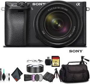 Sony Alpha a6500 Mirrorless Camera with 18-135mm Lens ILCE-6500M/B With Soft Bag, Tripod, Additional Battery, 64GB Memory Card, Card Reader , Plus Essential Accessories