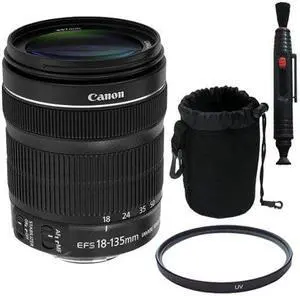 Canon EF-S 18-135mm f/3.5-5.6 IS STM Lens + 67mm UV Filter + Lens Pen Cleaner + Deluxe Lens Pouch Bulk Packaging Saver Bundle