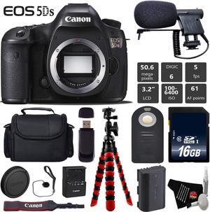 Canon EOS 5DS DSLR Camera (Body Only) + Wireless Remote + Condenser Microphone + Case + 16GB Memory Card + Tripod + Card Reader Bundle - Intl Model