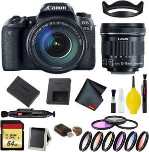 Canon EOS 77D DSLR Camera with 18-135mm USM Lens Complete Kit w/ Bonus w/ Bonus 10-18mm Lens