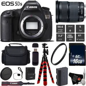 Canon EOS 5DS DSLR Camera With 24-105mm IS STM Lens + Wireless Remote + UV Protection Filter + Case + 16GB Memory Card + Tripod + Card Reader Bundle - Intl Model