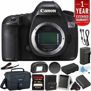 Canon EOS 5DS R Digital SLR Camera 0582C002 (Body Only) - Bundle with 32GB Memory Card + Spare Battery + 1 Year Extended Warranty