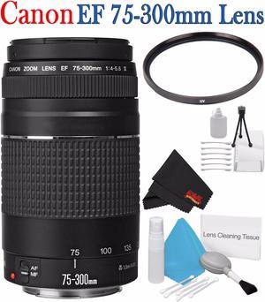 Canon EF 75-300mm f/4-5.6 III Telephoto Zoom Lens 6473A003 + 58mm UV Filter + Deluxe Starter Kit + Deluxe 3pc Lens Cleaning Kit Bundle