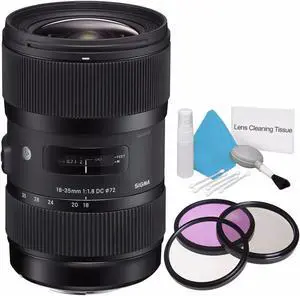Sigma 18-35mm f/1.8 DC HSM Art Lens for Canon (International Model)  + 72mm 3 Piece Filter Kit + Deluxe Cleaning Kit Bundle