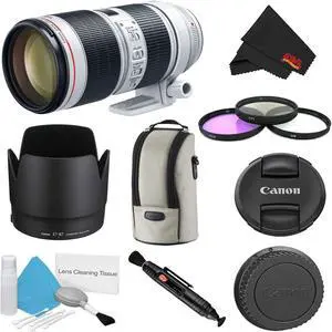 Canon EF 70-200mm f/2.8L is III USM Lens Bundle w/ 3 Piece Filter Kit (International Model)