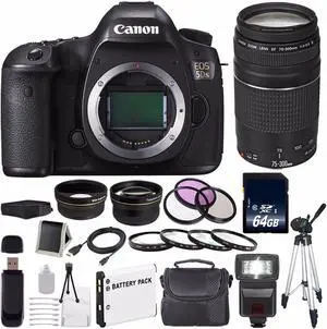 Canon EOS 5DS DSLR Camera (International Model) 0581C002 + Canon EF 75-300 III+ LP-E6 Replacement Battery Bundle