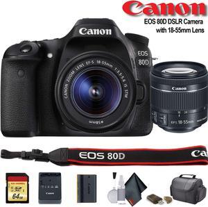Canon EOS 80D DSLR Camera with 18-55mm Lens (Intl Model) (1263C005) - Starter Bundle