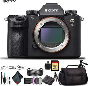 Sony Alpha a9 Mirrorless Camera ILCE9/B With Soft Bag, Tripod, Additional Battery, 64GB Memory Card, Card Reader , Plus Essential Accessories