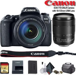 Canon EOS 77D DSLR Camera with 18-135mm USM Lens (Intl Model) (1892C002) - Starter Bundle