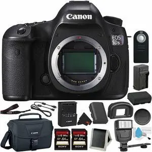 Canon EOS 5DS R Digital SLR Camera 0582C002 (Body Only) - Bundle with 32GB Memory Card + Spare Battery + Digital Slave Flash + More