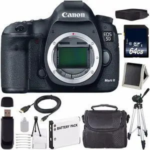 Canon EOD 5D III Digital Camera International Model + LP-E6 Battery + 64GB SDXC Class 10 Memory Card Bundle
