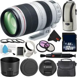 Canon EF 100-400mm f/4.5-5.6L IS II USM Lens International Version + 32GB SDHC Class 10 Memory Card + 77mm Macro Close Up Kit + Deluxe Cleaning Kit + Lens Pen Cleaner Bundle