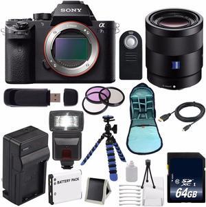 Sony Alpha a7S II a7S Mark II a7SII ILCE7SM2/B Mirrorless Digital Camera (International Model ) + Sony Sonnar T FE 55mm f/1.8 ZA Lens + 49mm Filter Kit 6AVE Bundle 88