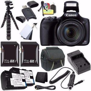 Canon PowerShot SX530 HS Digital Camera (Black) (International Model No Warranty) + NB-6L Battery + External Charger + 16GB SDHC Card + 32GB SDHC Card Saver Bundle