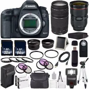 Canon EOD 5D III Digital Camera International Model + Canon EF 24-70mm f/2.8L II USM Lens + EF 75-300 III Bundle