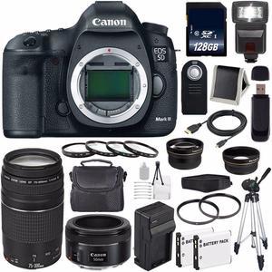 Canon EOD 5D III Digital Camera International Model + Canon EF 75-300 III + 128GB SDXC Card Bundle
