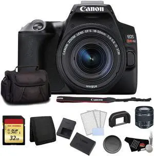 Canon EOS Rebel SL3 DSLR Camera with 18-55mm Lens (Black) Bundle with 32GB Memory Card + LCD Screen Protectors and MORE